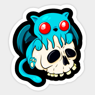 Cthulhu Cat Cute Kawaii Cathulhu Kitten Fun Skull Sticker